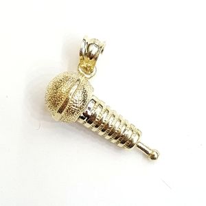 10k yellow gold solid microphone pendant